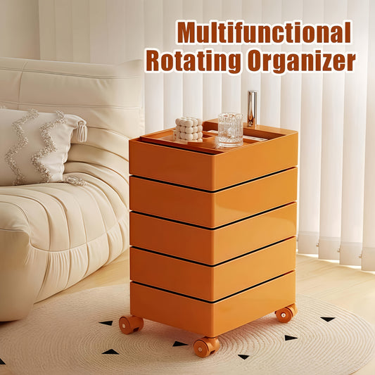 Rollende Opbergkast – Mobiele Kasten – Beweegbare Opberger – Lades Met Wielen – Rijdende Opbergruimte – Scandinavisch Design – Waterbestendig PVC – Vijf Ruime Planken – Tangerine Variant