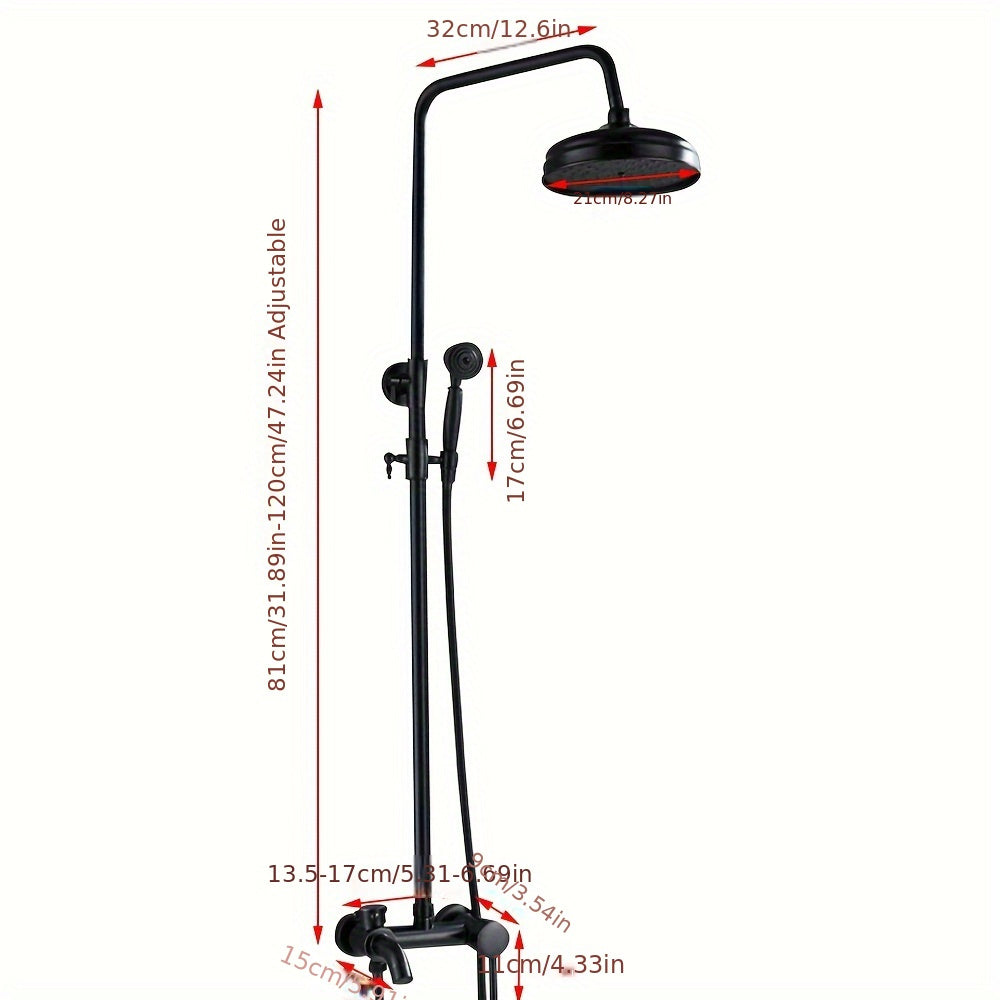 Regendouche – Doucheset – Douchearmatuur – Douchescherm – Douchekop – Zwart – Retro Antiek Design – Inclusief Regendouche en Handdouche