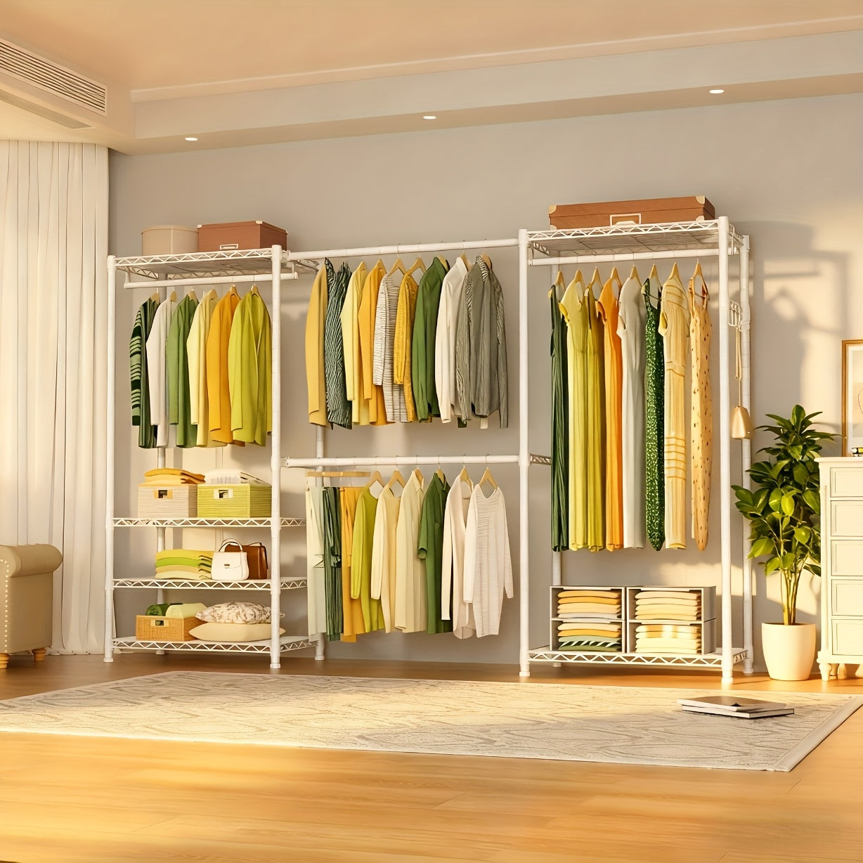 Vrijstaand Kledingrek – Draagbare Kast – Open Garderobe – Verstelbaar Rek – Stalen Kledinghouder – 230x35x180 cm – Stevig Koolstofstaal – Eenvoudige Montage