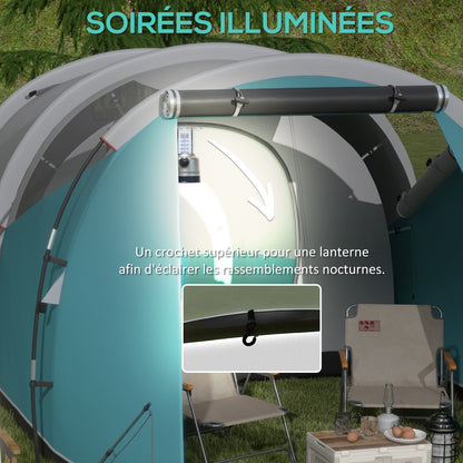 Gezinstent – Campingtent – Tunnel Tent – Reistent – Kampeertent – Voor 4-5 Personen – Ventilerend Met 2 Deuren – Eenvoudig Op Te Zetten – Blauw – 4,6 x 2,6 x 1,9 m