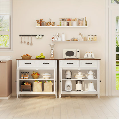 Dressoir – Opbergkast – Ladekast – Buffetkast – Keukenkast – Vintage Kleur – Hardhouten Materiaal – 81 cm Hoog