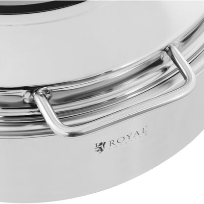 Voedselwarmer – Warmhoudplaat – Buffetwarmer – Chafing Dish – Maaltijdverwarmer – Rond Met Glasdeksel – 5,8 Liter Inhoud – Roestvrij Staal