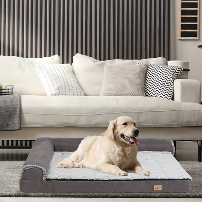 Hondenmand – Hondensofa – Hondenkussen – Hondenbed – L-vormige Hondenmand 2XL – Grote Honden – Wasbare Pluche Hoes – Comfortabel Poliurethaan Schuim