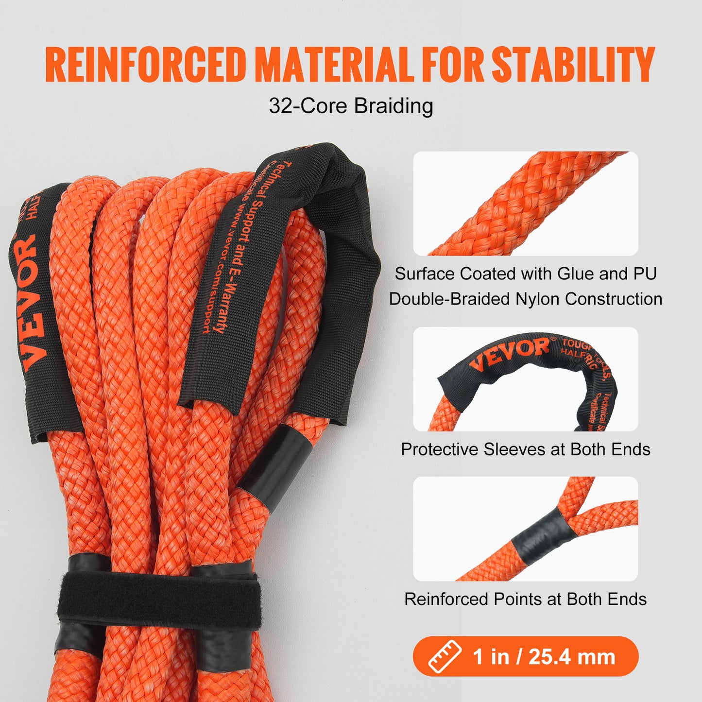 Trekkoord – Trektouw – Sleepband – Recovery Strap – Trekband – 6 Meter Lengte – 38.000 lbs Trekkracht – Hoogwaardig Nylon Met 30% Elasticiteit