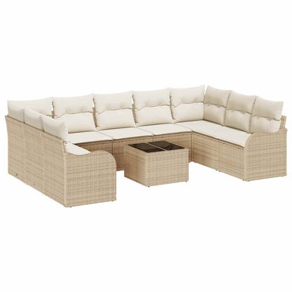 Loungeset Tuin – Tuinmeubelset – Buitenbank – Modulaire Loungeset – Tuinbank Beige Crèmewit – Handgeweven Rattan – Verstelbare Poten