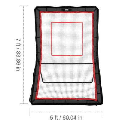 Lacrosse Rebounder – Bounce Back Net – Trainingsscherm – Pitchback Net – Werpscherm – Verstelbare Hoek – Stevig Stalen Frame – 1524 x 2134 mm
