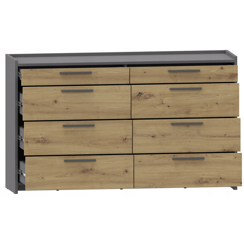 Kledingkast – Garderobekast – Opbergkast – Dressoir – Kast Met 6 Lades – Gelamineerd Met ABS-Randen – Vochtbestendig Metalen Uittreklades