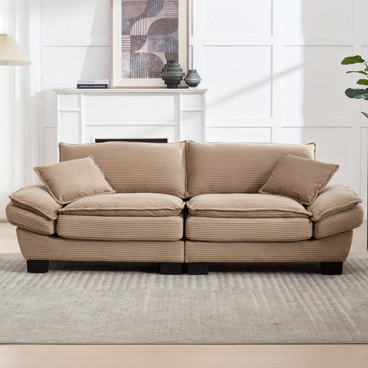 Loveseat – 2-zitsbank – Fauteuil – Tweezitsbank – Zitbank – Modern Minimalistisch Design – Hardhouten Frame – Comfortabele Katoenen Kussens – Beige Stoffering
