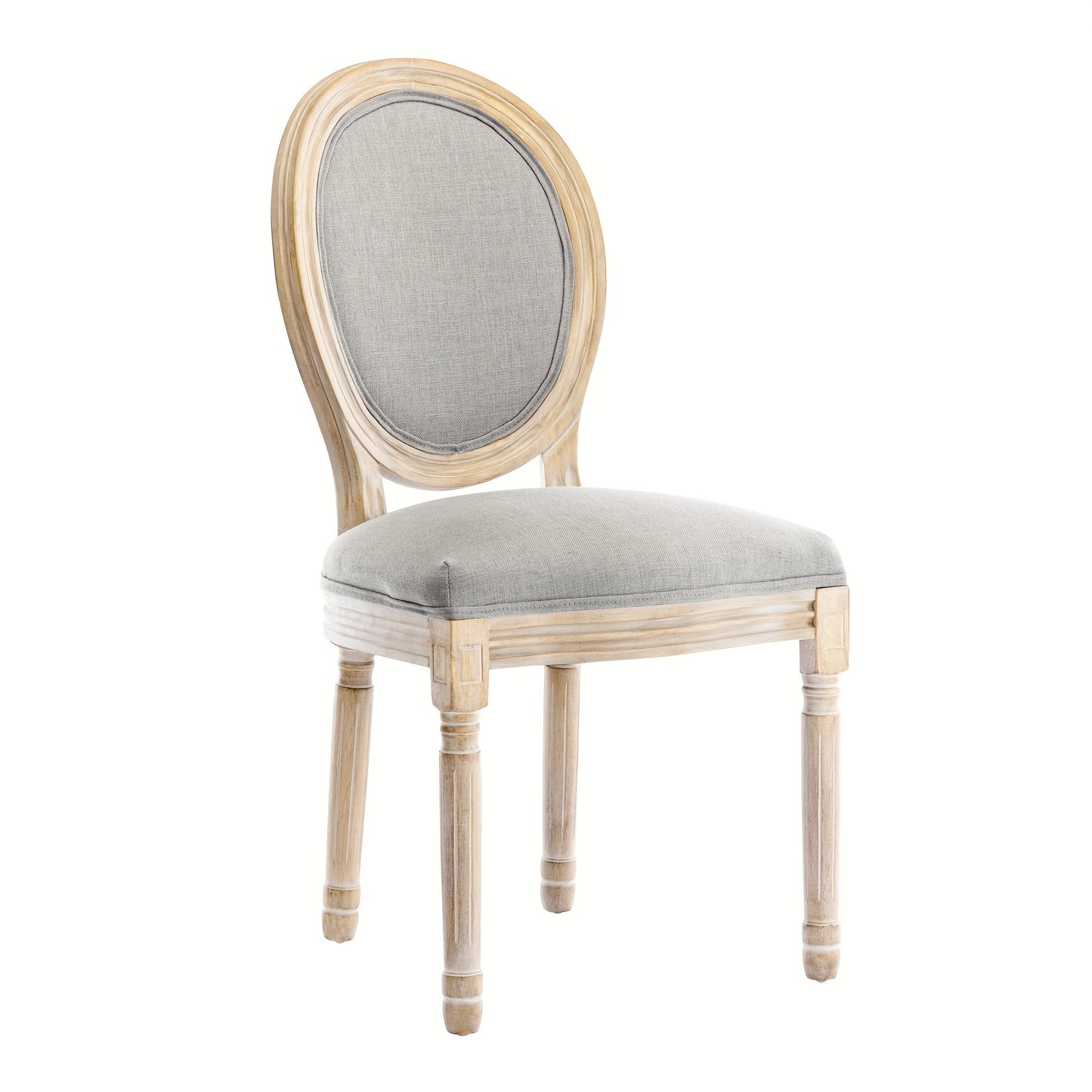 Franse Vintage Eetkamerstoel – Bistrostoel – Retro Stoel – Café Stoel – Eetstoel – Massief Houten Frame – Ergonomische Ovale Rugleuning – Met Comfortabel Kussen – Ademende Stof – Gemakkelijk Schoon Te Maken – Grijs – 1 Stuk