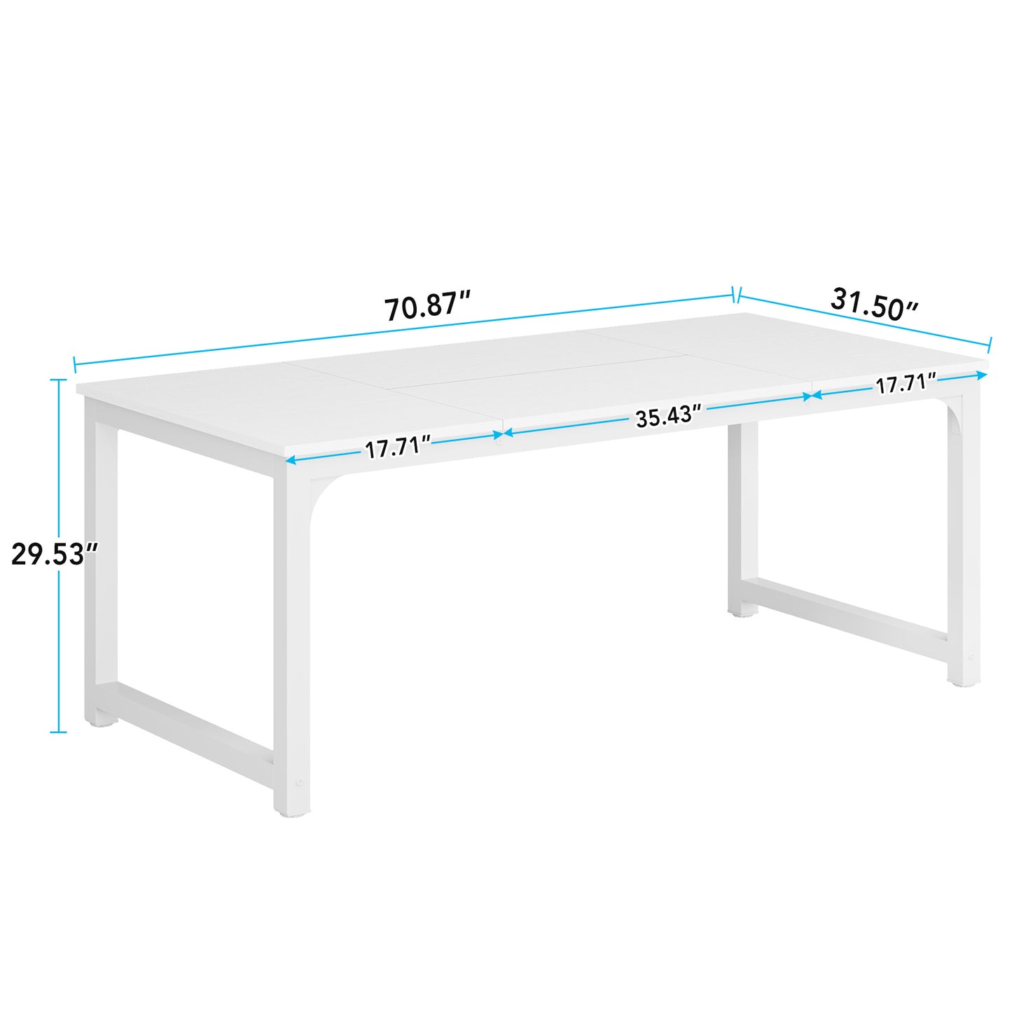 6-Foot Conference Table, Measuring 179.98 cm Wide by 79.98 cm Deep, Suitable for Meeting Rooms And Boardrooms, Featuring a Splicing Board with a Metal Frame, in White, Ideal for Christmas Holiday Decoration.