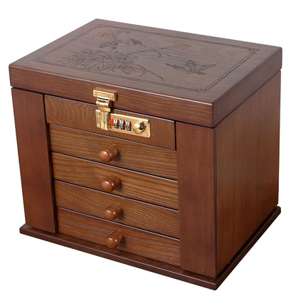 Houten Sieradenkist – Sieradendoos – Schmuckdoos – Juwelenkoffer – Opbergbox – 5 Lagen Vintage Design – Met Slot En Spiegel