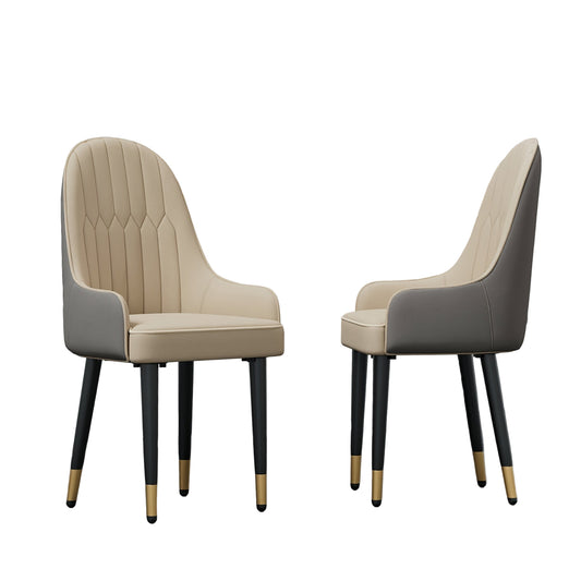 Eetkamerstoelen – Stoelen – Kuipstoelen – Keukenstoelen – Tafelsstoelen – Microvezel Bekleding – Metalen Poot – Hoge Rugleuning – Set van 2 – Grijs en Beige
