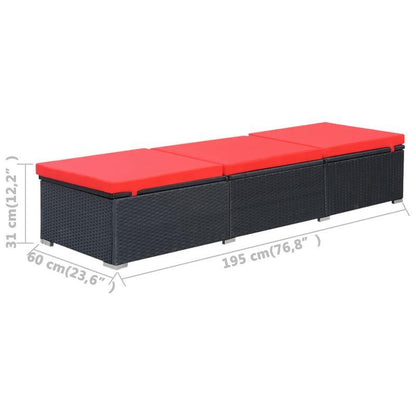 Loungebankstoel – Loungestoel – Relaxstoel – Tuinstoel – Verstelbare Ligstoel – Gevlochten Resin – Inclusief Comfortabele Kussen – Zwart