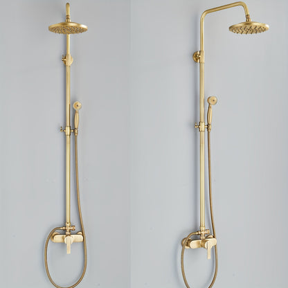 Antique Brass Bathroom Shower Mixer Taps Dual Outlet Head Round Bathroom Set, 2Jet Types Multi-Function Handheld Shower With Adjustable Height Overhead Rainfall Shower And 360° Rotating Tap For Bathroom, Multifunctional Hand