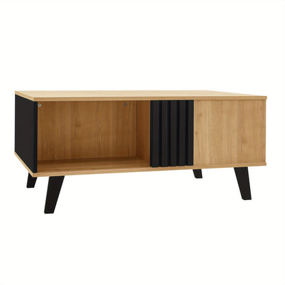 Salontafel – Koffietafel – Bijzettafel – Woonkamertafel – Tafel – Zwart – Metaal – Opbergplank en Lade – Direct Gebruiksklaar – Stevig & Duurzaam