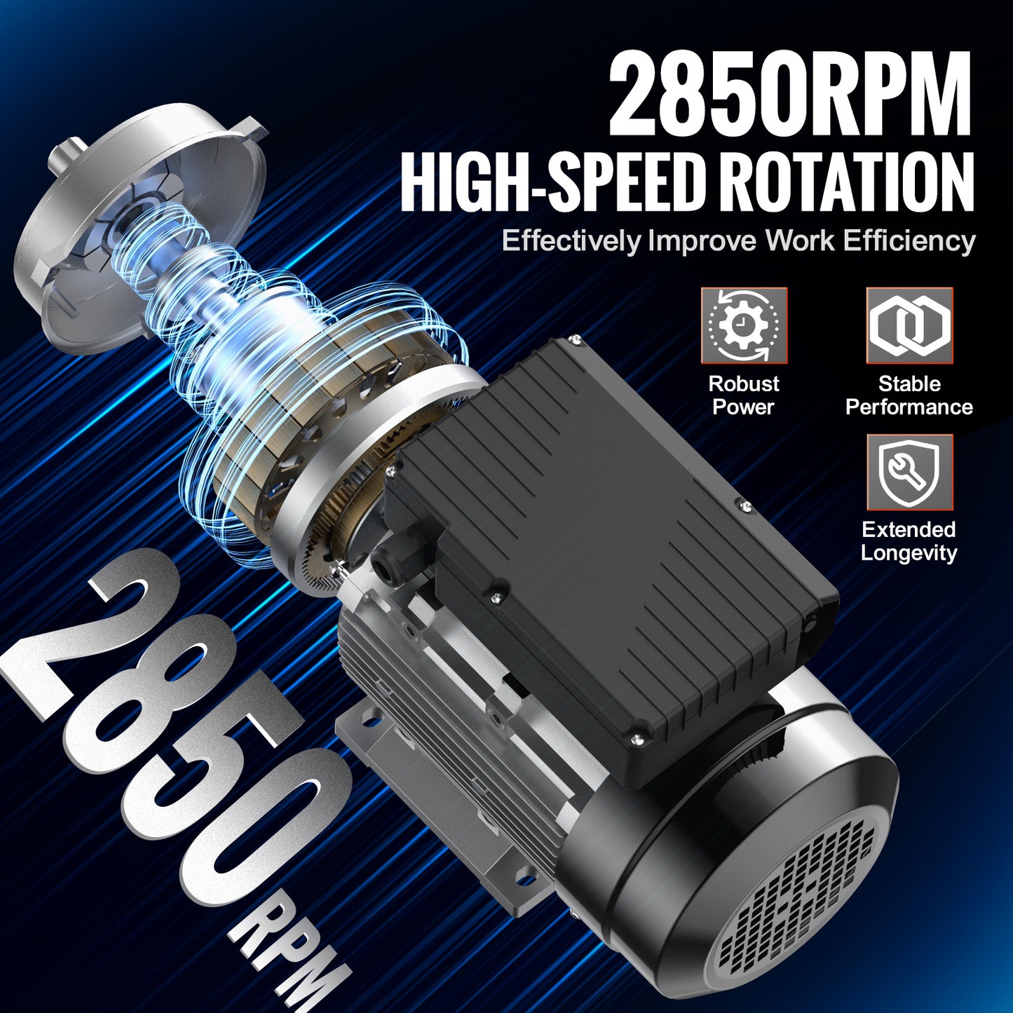Elektromotor – Elektrische Motor – Motor 2,2 kW – AC Motor – Single Phase Motor – 2800 RPM Snelheid – Links- en Rechtsom Draaibaar