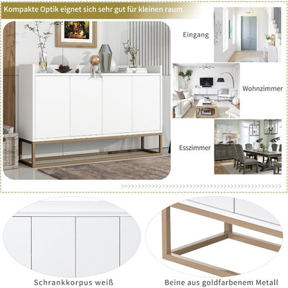 Buffet – Opbergmeubel – Dressoir – Kast – Sideboard – Wit – 4 Deuren – Soft-Close – Compact 120x30x80 cm