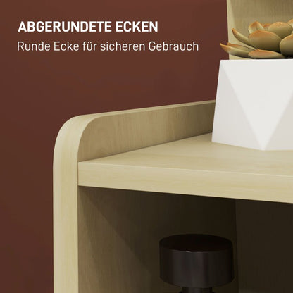 Nachtkastje – Bijzettafel – Bedkastje – Nachtkastje Met Laden – Natuurlijk Hout – 2 Lades En Open Plank – Compact 40x30x60 cm