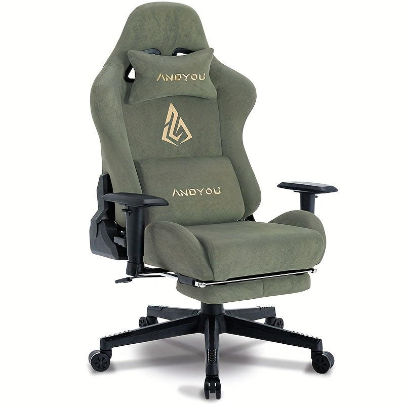 Gamingstoel – Gamestoel – Gaming Chair – Bureaustoel – Game Stoel – Ergonomisch Design – Verstelbare Rugleuning & Voetensteun – Premium Kunstleer – Met Metalen Frame – Groen