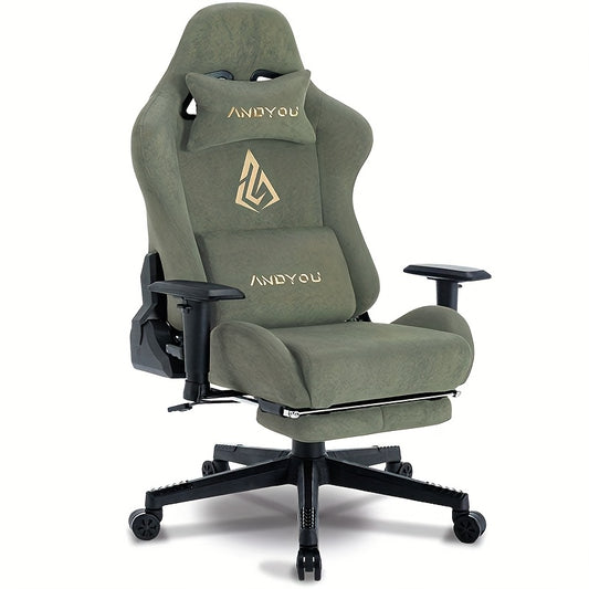 Gamingstoel – Gamestoel – Gaming Chair – Bureaustoel – Game Stoel – Ergonomisch Design – Verstelbare Rugleuning & Voetensteun – Premium Kunstleer – Met Metalen Frame – Groen