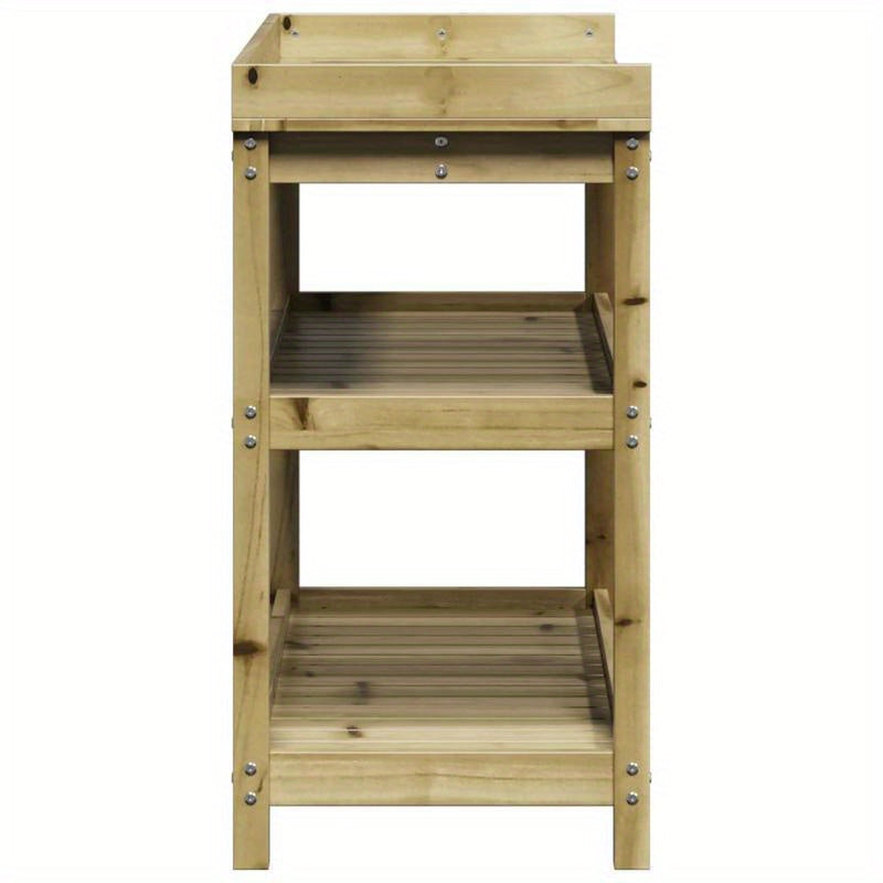 Plantentafel – Plantenstandaard – Plantenrek – Bloementafel – Bijzettafel – Bruin – Stevig Massief Dennenhout – 108x45x86,5 cm – Voor Binnen & Buiten