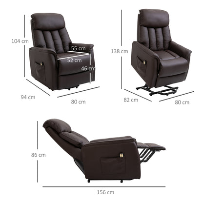 Sta-op-stoel – Liftfauteuil – Relaxstoel – Elektrische Fauteuil – Verstelbare Rugleuning – 150 kg Draaggewicht – Afstandsbediening – Bruin Kunstleer