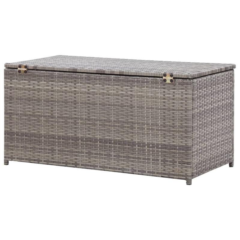 Opbergbox – Opbergdoos – Opbergkast – Opbergcontainer – Buitenopslag – Grijs Poly Rattan – 100x50x50 cm – Weerbestendig Met Gasveren