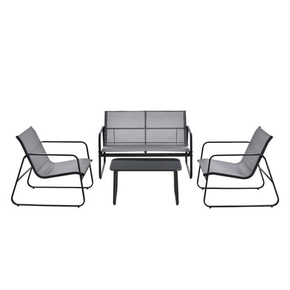 Tuinset – Tuinmeubelen – Loungeset – Balkonset – Bistroset – Gepoedercoat Stalen Frame – Glas Tafelblad