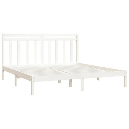 Modern Bianco White Bed Frame - Heavy-Duty Hardwood Platform Bed with Easy Assembly, Queen Size (200x200cm), Minimalist Design for Contemporary & Scandinavian Bedrooms - Durable Wooden Furniture, Sleek Wooden Construction
