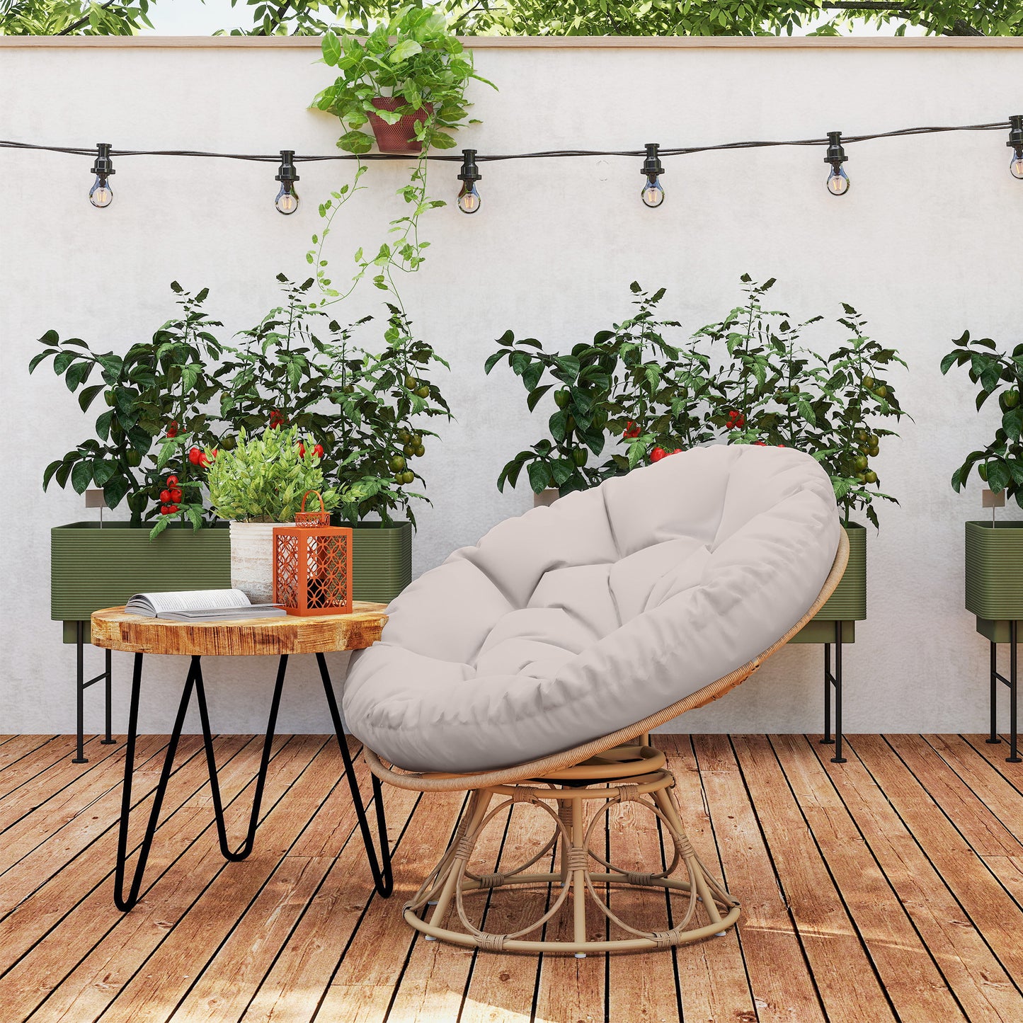 Papasanstoel – Papasstoel – Mandstoel – Draaistoel – Loungestoel – 360° Draaibaar – Weerbestendig PE Rattan