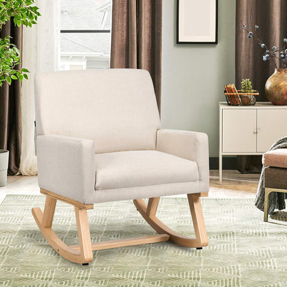 Schommelstoel – Relaxstoel – Schommelstoel Bekleed – Houten Schommelstoel – Wiegstoel – Massief Hout – Ergonomisch Ontwerp – Comfortabele Zitting