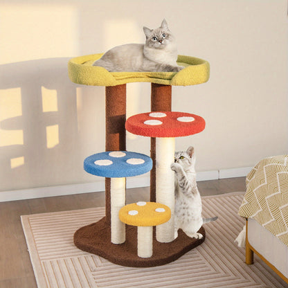 Krabpaal – Kattenboom – Krabmeubel – Krabton – Kattentoren – Meerlaagse Kitten Krabpaal – Natuurlijk Sisal Omwikkeld – Inclusief Knusse Condo en Speelbal