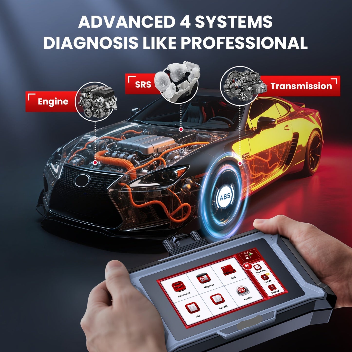 OBD2 Scanner – Auto Diagnose Tool – Foutcode Lezer – Motordiagose – ABS Scanner – Volledige Systeemdiagnose – Olie Reset Functie – Touchscreen Bedieningsinterface