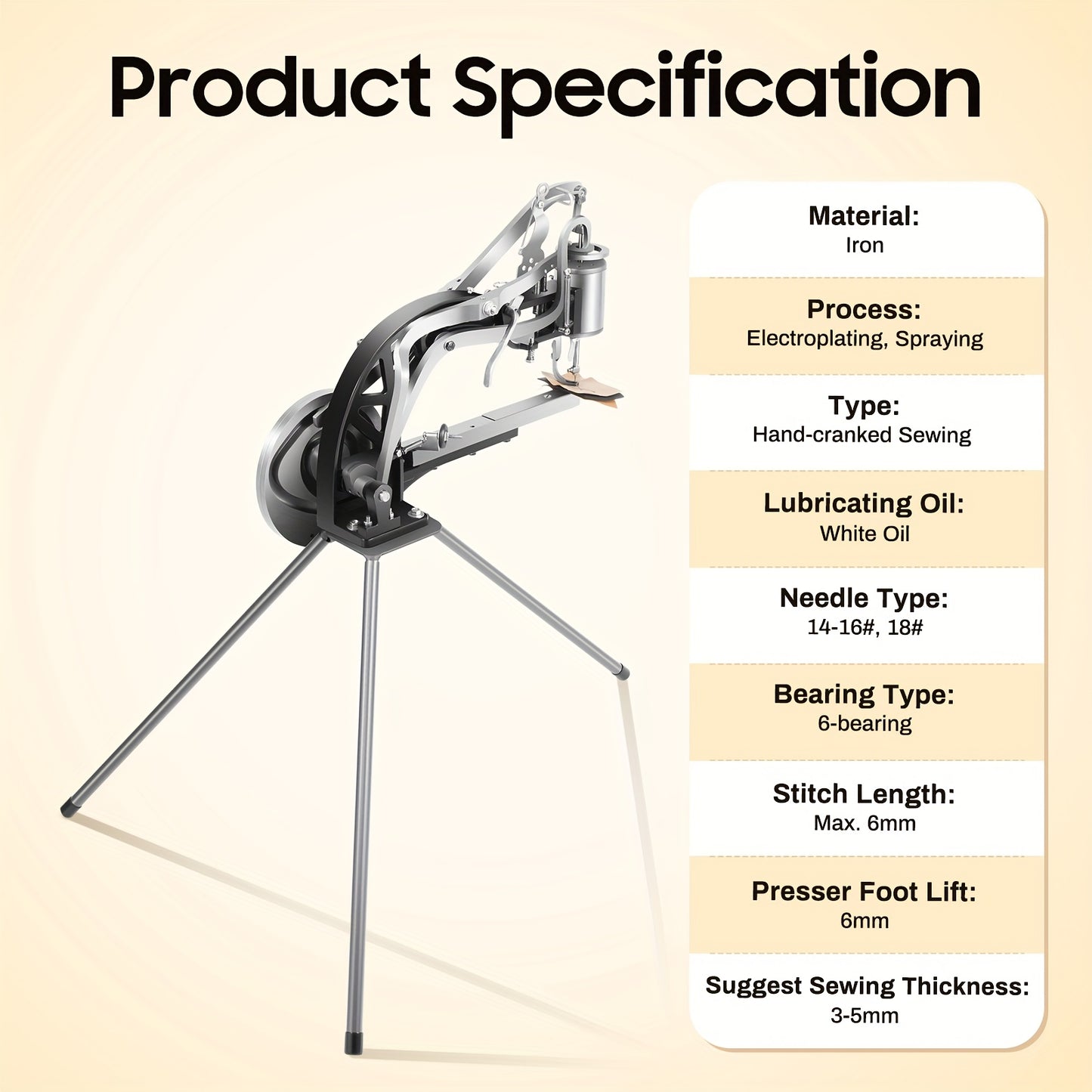 Schoenreparatiemachine – Handnaaimachine – Reparatiemachine – Cobbler Machine – Leren Naaimachine – Stevig IJzeren Frame – Verstelbare Steeklengte Tot 6 mm