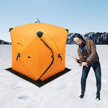 IJsvistent – Vis Shelter – Pop-up Tent – Wintertent – Kampeertent – 1-2 Personen – Geïsoleerd Met Dikker Katoen – Wind- en Sneeuwbestendig – Oranje