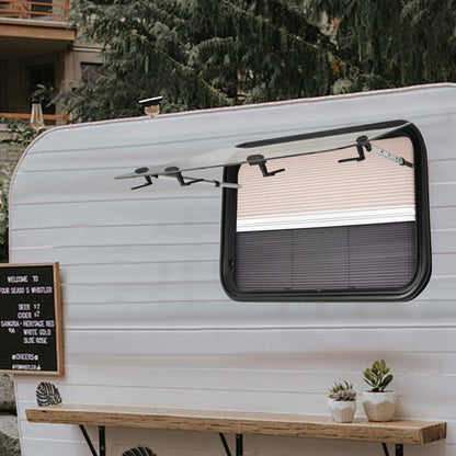 Camperraam – Uitzetraam – Caravanraam – Ventilatieraam – Nooduitgangraam – Aluminium – 4mm Gehard Glas – 91x56 cm – 65° Openend