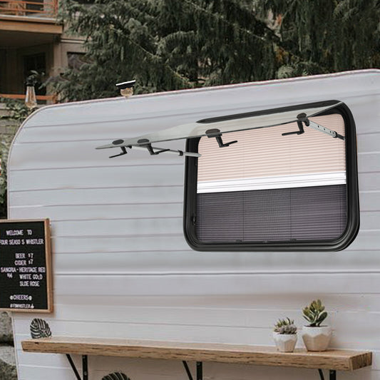 Camperraam – Uitzetraam – Caravanraam – Ventilatieraam – Nooduitgangraam – Aluminium – 4mm Gehard Glas – 91x56 cm – 65° Openend