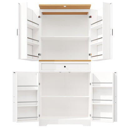 Hoge Kast – Opbergkast – Buffetkast – Voorraadkast – Keukenkast – 80x40x180 CM – MDF Met Natuurlijke Houtprint
