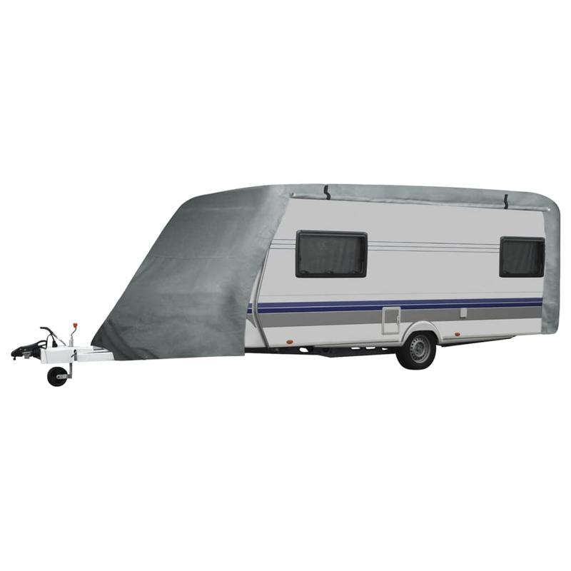 Caravanhoes – Caravanhoes Cover – Camperhoes – Beschermhoes – Trailerhoes – Grijs – 4,27-5,18 m – Waterbestendig Polypropyleen – Verstelbare Bevestigingsbanden