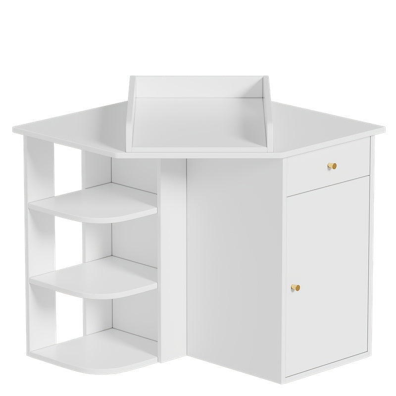 Opbergkast Hoekkast Kast Ladenkast Opbergmeubel – Wit Modern Design – Duurzaam Hout & Metaal – 85x85x77,5 cm – Slimme Ruimtebesparing