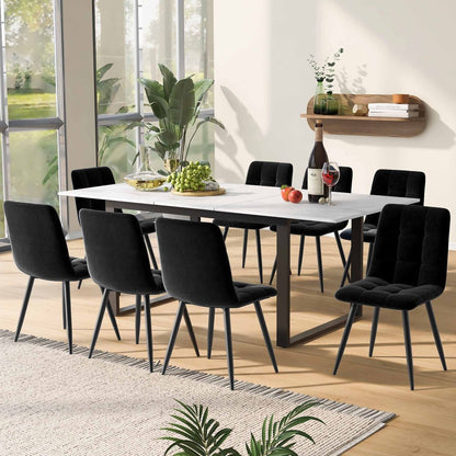 Extendable/Telescopic Dining Table with Expandable/Telescopic Length (140/180) - Modern Marble Tabletop & Sturdy Metal Frame Suitable for Home & Office, Space-Saving Expandable Desk Table