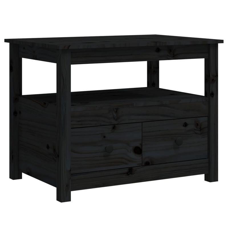 Coffee table 71x49x55cm solid pinewood black Removable, suitable for indoor use and suitable for all seasons, Living Room Furniture, Seasonal Furniture, Stylish Decor, Contemporary Furniture, Quality Craftsmanship, Pinewood W