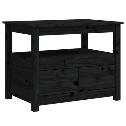 Coffee table 71x49x55cm solid pinewood black Removable, suitable for indoor use and suitable for all seasons, Living Room Furniture, Seasonal Furniture, Stylish Decor, Contemporary Furniture, Quality Craftsmanship, Pinewood W
