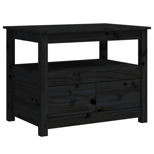 Coffee table 71x49x55cm solid pinewood black Removable, suitable for indoor use and suitable for all seasons, Living Room Furniture, Seasonal Furniture, Stylish Decor, Contemporary Furniture, Quality Craftsmanship, Pinewood W