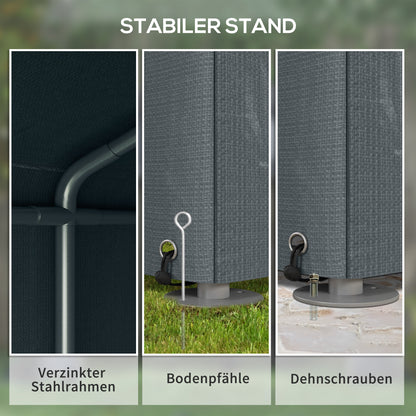 Tuinhuis – Tuinschuur – Berging – Tuinkast – Fietsenberging – RVS Metalen Frame – Ruim 160x218x172 cm – Donkergrijs