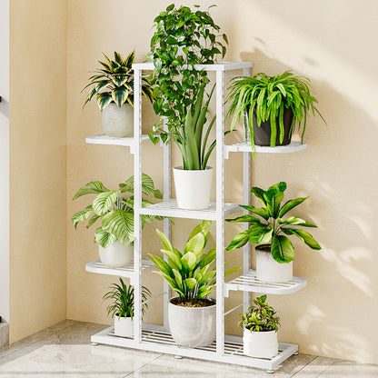Plantenstandaard – Plantenrek – Bloemenrek – Plantenhouder – Plantenbak – 5-laags Wit Metaal – Ruimtebesparend Ontwerp – Antislip Hoekbeschermers