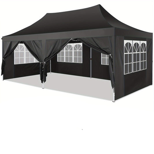 Pop-up Partytent – Party Tent – Evenemententent – Marktstand Tent – Tuin Tent – Donkerbruin – 3,05x6,1 Meter – Waterdicht & UV-Bestendig – Met 6 Zijwanden & Verstelbare Hoogte