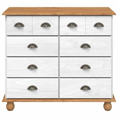 Ladekast – Dressoir – Commode – Opbergkast – Kast – Wit & Naturel Hout – 91x40x79 cm – Vergrendelbare Laden