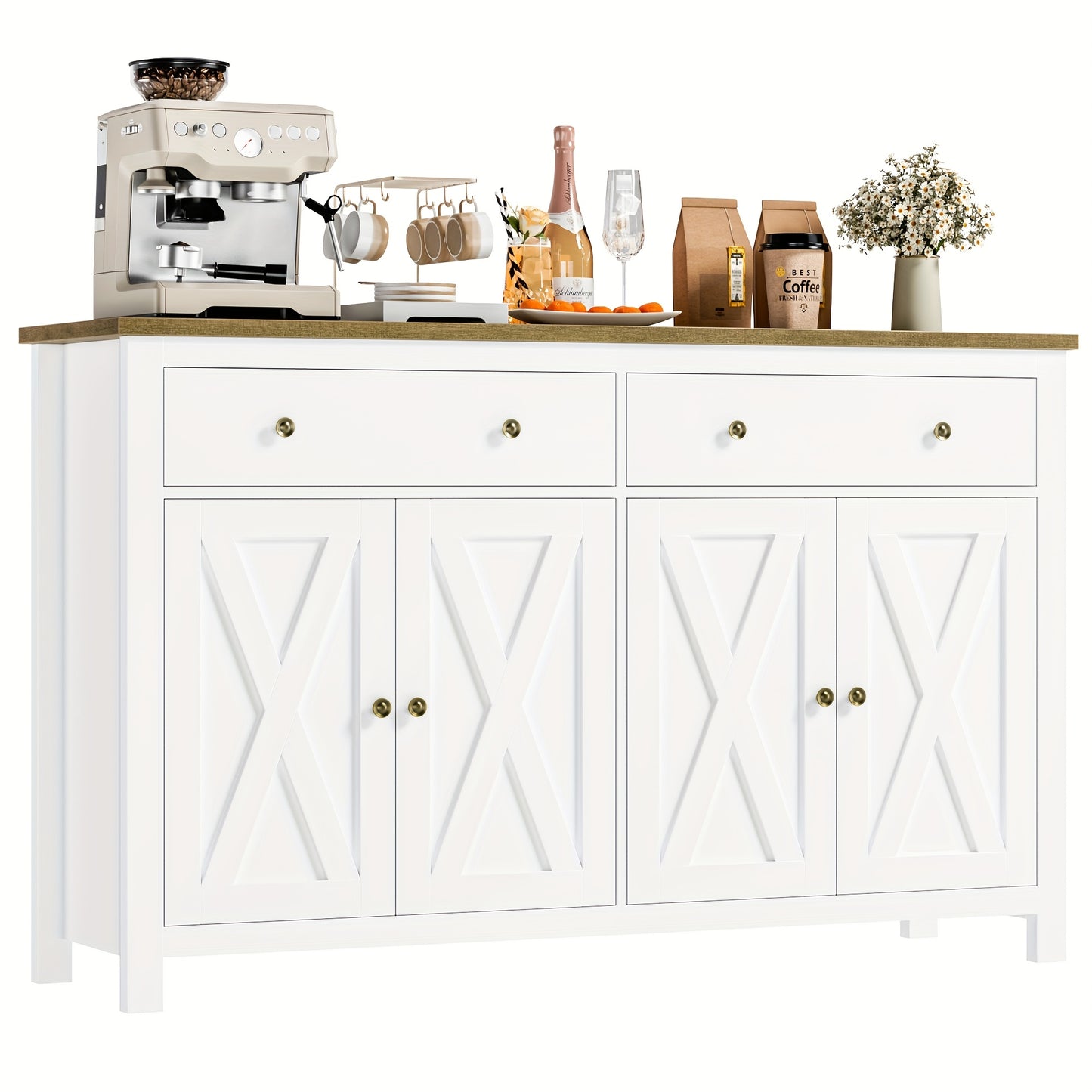 Dressoir – Kast – Opbergkast – Buffetkast – Sideboard – Wit – 140x40x89 cm – Spaanplaat – Softclose Scharnieren