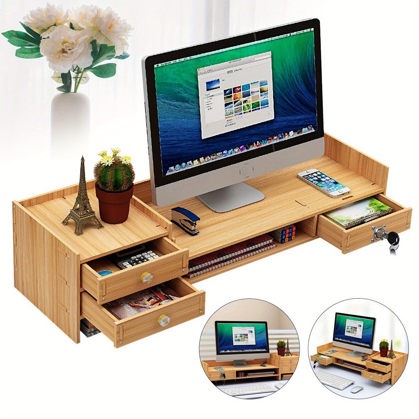 Bureau Organizer – Bureaurek – Desk Organizer – Opbergdoos – Documentenhouder – Houtkleur – Stevig Duurzaam Materiaal – Compact Formaat